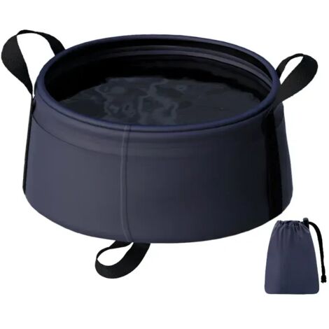 (Bleu) Lavabo pliable portable 8,5 L - Bassine de voyage pliable pour le camping, la randonnée, les pieds et le visage, léger et compact