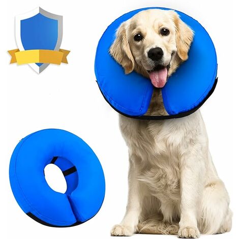 Bleu L，Collier pour Chien Collier de Chien Gonflable de Protection Collier de Protection Collier pour Animaux de Compagnie Réglable Collier de Protection Confortable avec Velcro