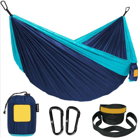 Bleu marine 270&140cm Hamac de camping double/simple, léger, lavable, hamac-panier portable pour l'extérieur