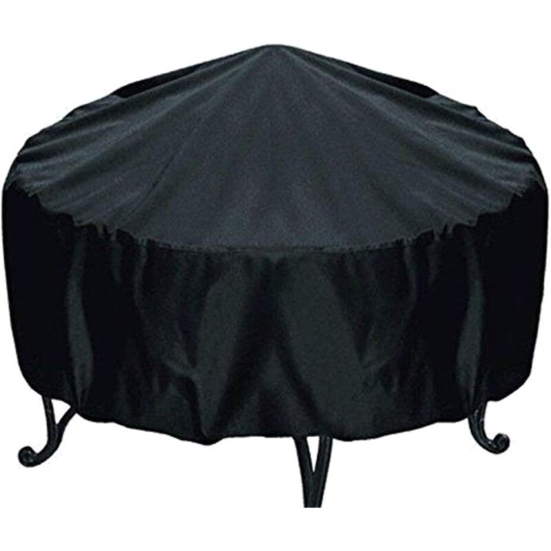 Housse ronde noire pour brasero, en fibre de polyester, résistante à la poussière et à l'eau, idéale pour protéger les braseros de poêle. Dimensions