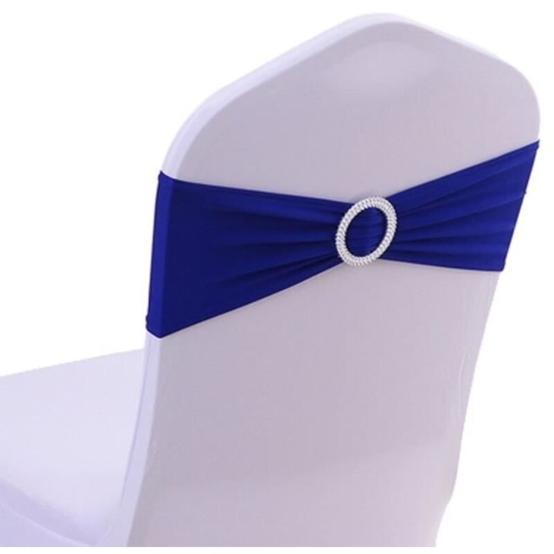 (Bleu Marine)50 Noeuds de Chaise Stretch Bande Housse de chaise de mariage avec boucle nœud coulissant Décorations Chaise Décoration Bleu marine