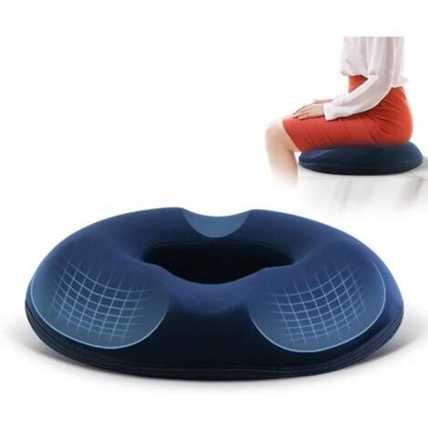 (Bleu marine)Coussin de Siège de Donut, Ergonomique Coussin Anti Escarres, pour Chaise Bureau Auto Voiture Fauteuil Roulant, 44cm x 41cm