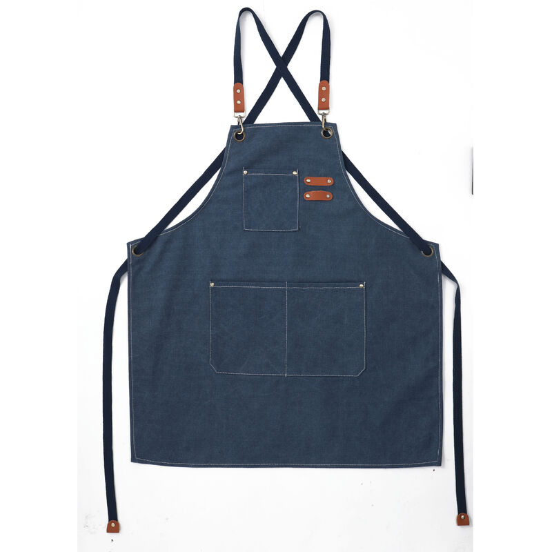 Linghhang - Bleu Marine)Tablier Cuisine Homme Tabliers en Toile avec 3 Poches Imperméable et Réglable Apron pour Barbecue, Restaurant,Jardin,