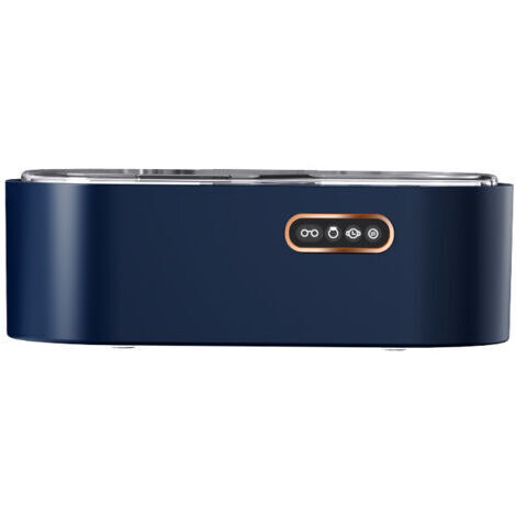 (Bleu) Nettoyeur de lunettes à ultrasons, appareil à ultrasons 450 ml, 4 réglages de temps 45 KHz, nettoyeur à ultrasons professionnel pour bijoux, lunettes, montres, argenterie, bagues, colliers