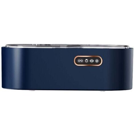 (Bleu) Nettoyeur de lunettes à ultrasons, appareil à ultrasons 450 ml, 4 réglages de temps 45 KHz, nettoyeur à ultrasons professionnel pour bijoux, lunettes, montres, argenterie, bagues, colliers