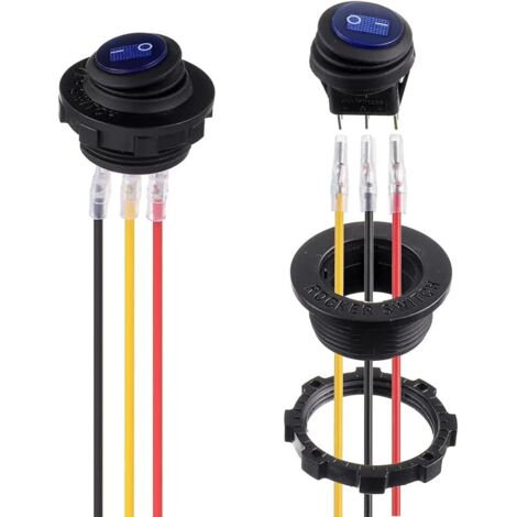 bleu rond LED interrupteur à bascule boîtier étanche 3 broches 12V20A pour/voiture/Yacht/rénovation d'appareils ménagers (2 pièces)