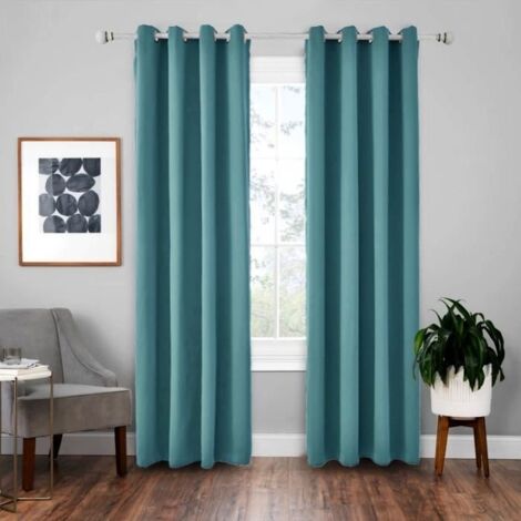 (Bleu sarcelle)Rideau - ZS - Imitation soie - 135x220 cm - 2 pièces - Bleu sarcelle - Occultant