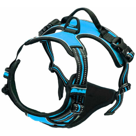 Bleu, taille M-True Love Harnais Chien Anti Traction pour Chien Réfléchissant Réglable, Arnet pour Chien Facile à Mettre Réglable avec Harnais pour Chien