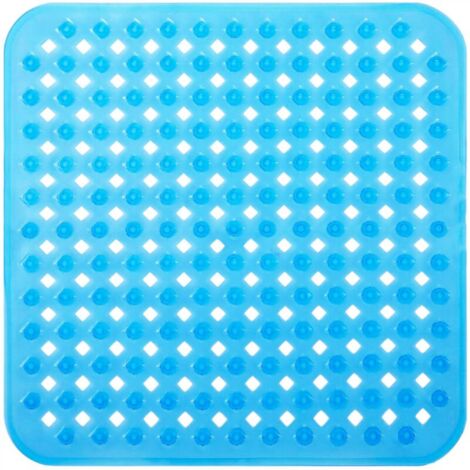 bleu Tapis de Bain de Douche, 53x53cm Tapis de Baignoire Antidérapant, Tapis de Douches Antiderapant Carré à Ventouses, Anti Glisse Tapis, Lavable en Machine