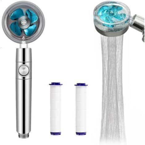 (bleu, un).Pommeau de douche à puissance accrue, pommeau de douche haute pression, jet rotatif à 360 °, installation facile pour accessoires de salle de bain avec filtre