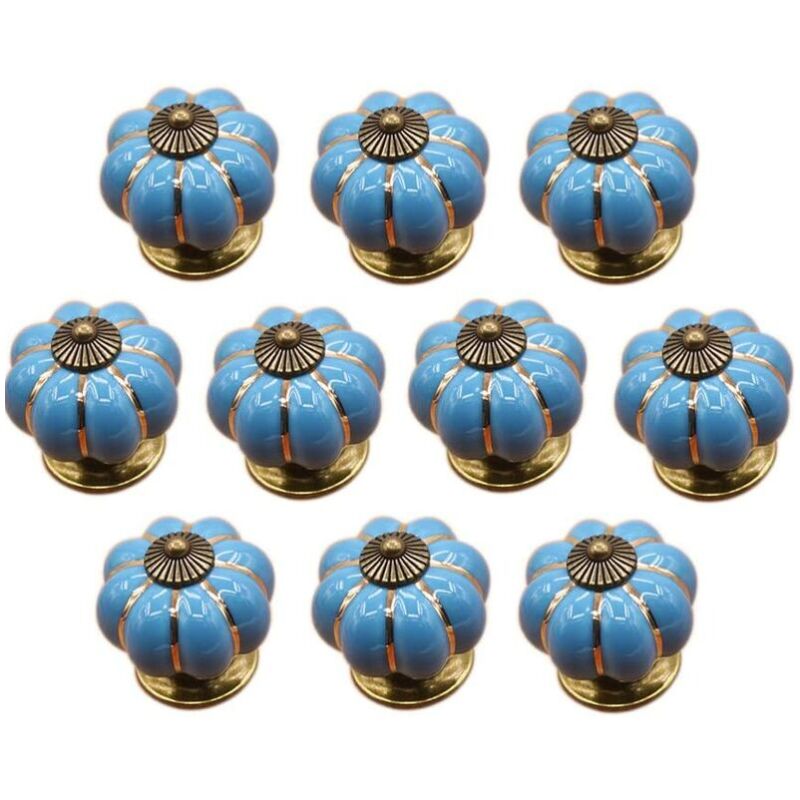 Bleu)10 Pcs Boutons de tiroir en céramique bouton de meuble pour tiroirs et placards de cuisine
