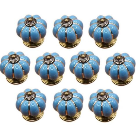 (bleu)10 Pcs Boutons De Tiroir En Cramique Bouton De Meuble Pour Tiroirs Et Placards De Cuisine