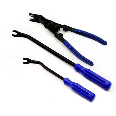(Bleu）3 pièces - Jeu d'outils de démontage de Garnitures Automobiles pour Un démontage Facile et sans Rayure des Panneaux de Porte, des Tableaux de Bord et des moyeux de Roue de la Voiture.