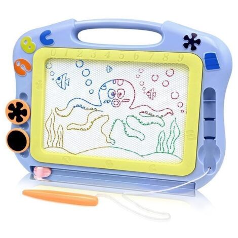 (Bleu)Ardoise Magique Tableau, Planche à Dessin Magnétique pour Enfant Tablette de Croquis Effaçable Jouets créatifs - 3 Ans+-Bleu