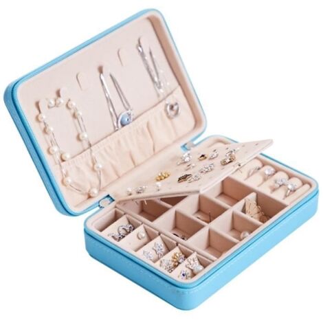 (Bleu)Boite à bijoux en Simili Cuir Bleu 17x12x5cm - Adulte - Fille