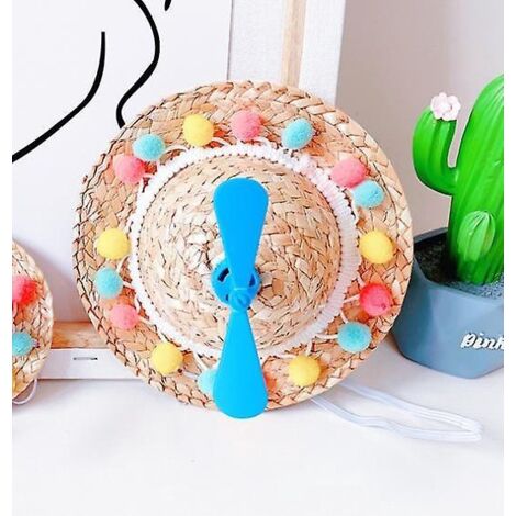(bleu)chapeau De Soleil En Paille Pour Petit Animal De Compagnie, Joli Chapeau De Costume Pour Chiens, Chiots, Mini Chapeau De Protection Contre