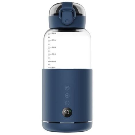 (Bleu)Chauffe-Eau portatif,Chauffe-Eau Portable pour Formule bébé Capacité de 300ML,Chauffe biberon Nomade sans Fil,Facile à Transporter