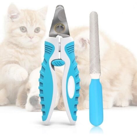 (bleu)Coupe Ongles Chien - Professionnel - Acier Inoxydable - Sécurisé - Pour Moyenne Grande Taille - Bleu