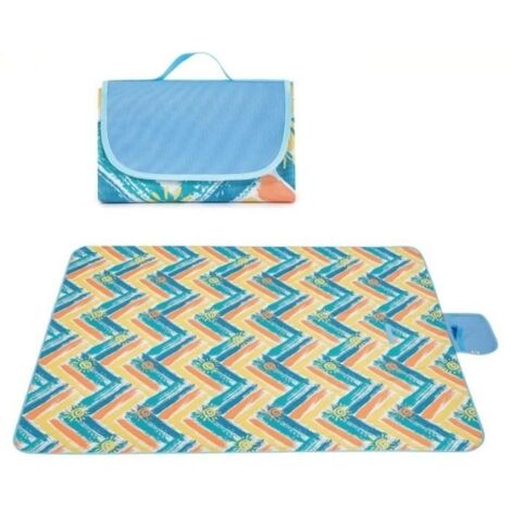 (bleu)Couverture de pique-nique pliable pour l'extérieur, imperméable à l'eau et au sable pour camping, plage, parc - 145x200CM - bleu