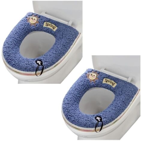 (Bleu)Housse de siège de toilette - Non spécifié - Lot de 2 - Doux et chaud - Bleu - Universel