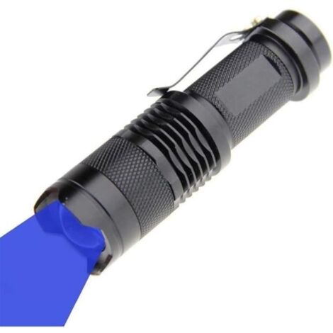 (Bleu)Lampe de poche - ZVD - Torche LED bleue - Alliage d\'aluminium - Zoom avant/arrière - 3 modes