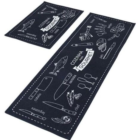 (Bleu)Lot de 2 Tapis de Cuisine - Bleu - 40 x 60 cm et 40 x 120 cm