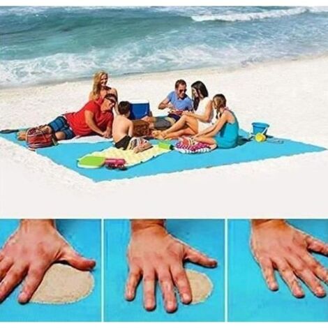 (Bleu)Plage Tapis Anti-sable,Tapis de Plage Anti-sable pour La Plage Pique-Nique Le Camping 200x200cm Bleu