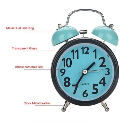(Bleu)Réveil - Akozon - Montre de nuit - Mécanique - Ultra silencieux - Double cloche