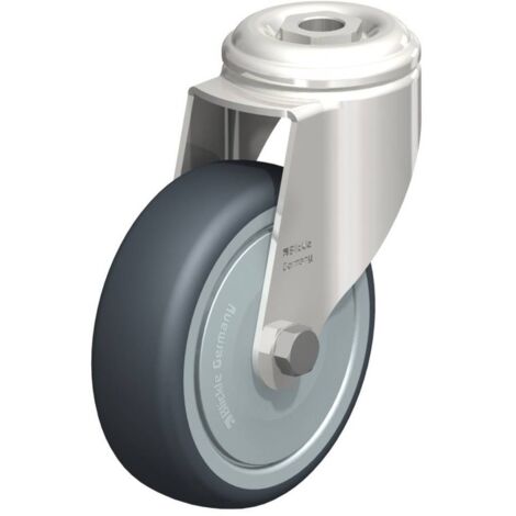 Blickle 574392 Ruota in acciaio inox girevole con attacco su foro passante Ø 100 mm cuscinetti a sfera