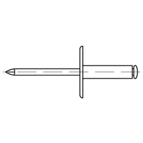 Blindniete R 88409 großer Flachkopf 4,8 x 25Niet Aluminium/Dorn Stahl verzinkt 250 Stück