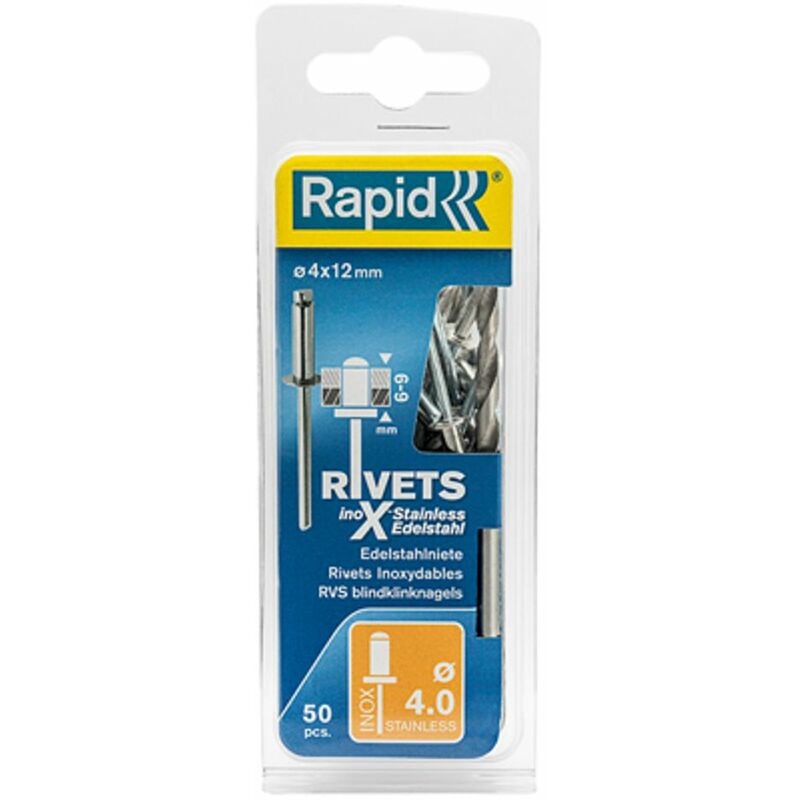 

Rivet rápida - de acero inoxidable 12 x 4 mm - 50pcs