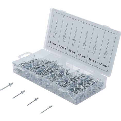 BGS TECHNIC Blindnieten-Sortiment Aluminium 2,4 - 4,8 mm 400-tlg.