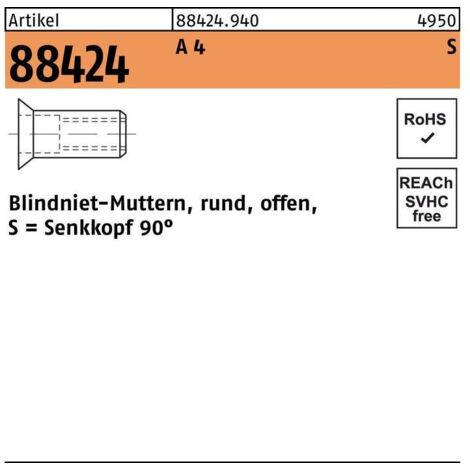 Blindnietmutter R 88424 SEKO M5/3,5 - 6,0 A 4 500 Stück