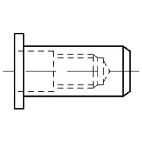 Blindnietmuttern geschlossen Alu Flachkopf M 6 / 3,0 - 4,5 S 500 Stk