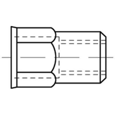 Blindnietmuttern Stahl gal Zn m. Sechskant kleiner Senkkopf M 4 / 0,5 - 2,0 S 500 Stk