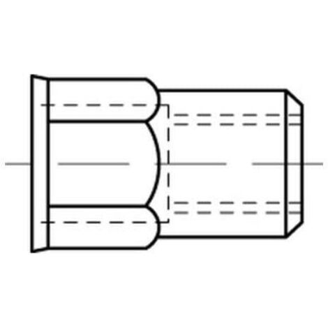 Blindnietmuttern Stahl gal Zn m. Sechskant kleiner Senkkopf M 8 / 0,5 - 3,0 S 100 Stk