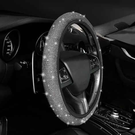 Bling Lenkradbezug (36–38 cm, Weiß), Universal-Diamant-Lenkradbezug für Damen, passend für Pkw/Auto/SUV, Autolenkradbezug in C