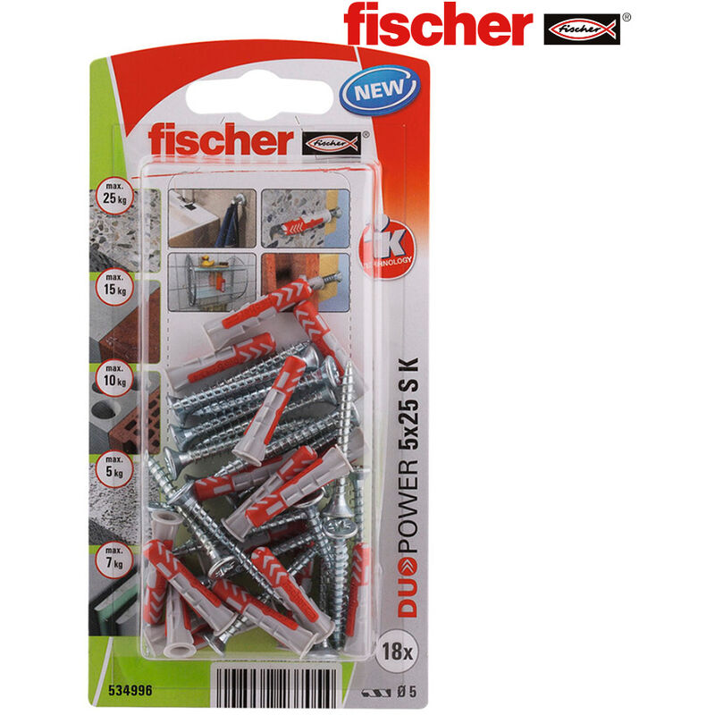 

96275 BLISTER 18 TACOS + TORNILLOS DUOPOWER 5X25 - Fischer