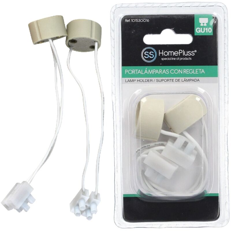 

Blister 2 portalámparas con regleta ensamblada GU10 - 10u retráctil