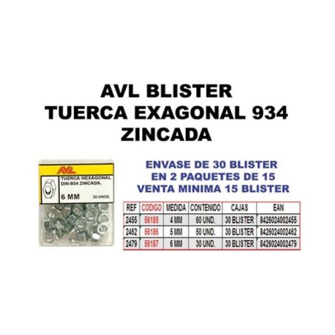 Blister 20 Sechskantmuttern M6