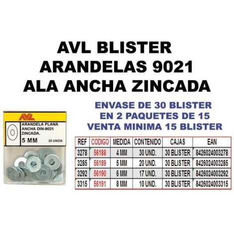 Blister 25 Arandelas Anchas 4mm DIN 9021
