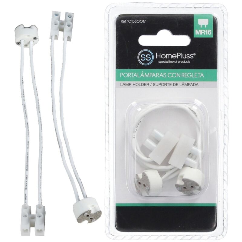 

Blister 2u portalámparas con regleta ensamblada MR16 - 10u retráctil