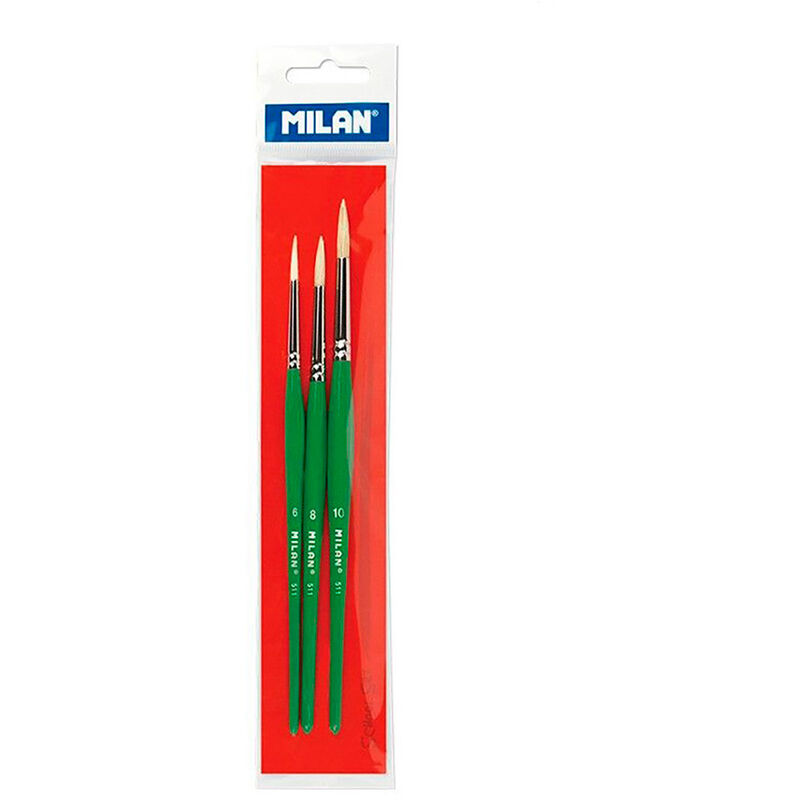 

Blister 3 pinceles escolares para cola y tempera serie 511 nº 6 , 8 y 10 - Milan