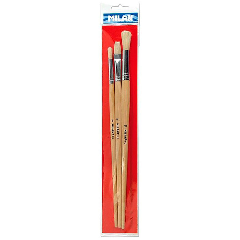 

Blister 3 pinceles para oleo, acrilico serie 512 nº6 y 10 , serie 522 nº 8 - Milan