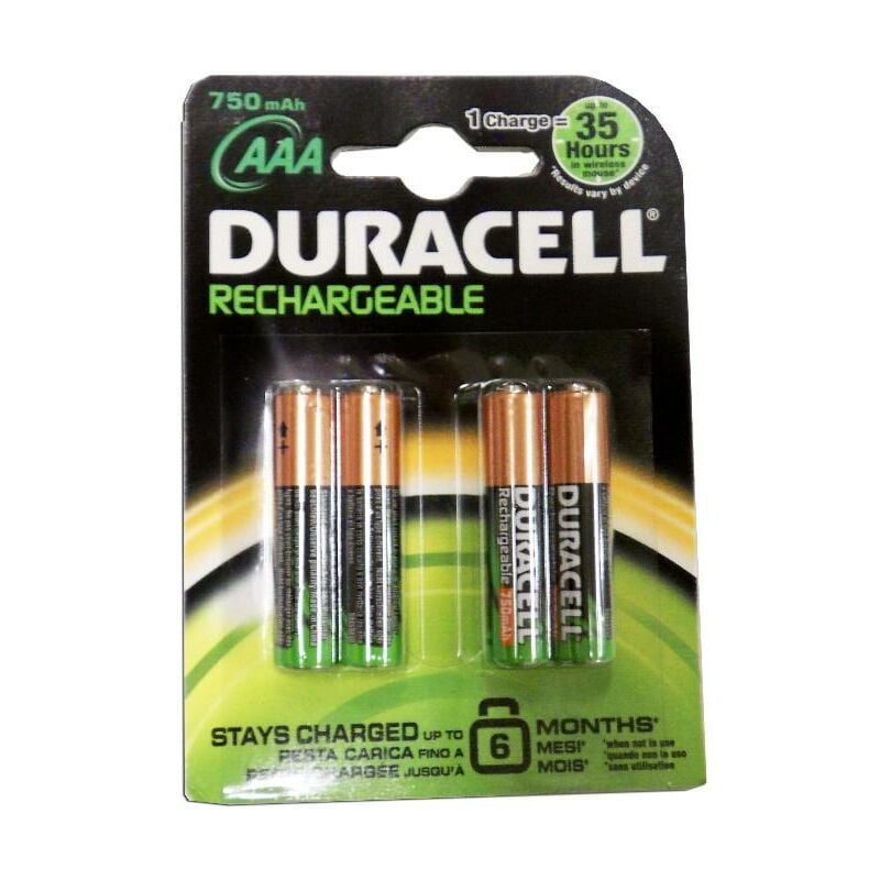 

duracel recargable 4 pilas aaa ( lr03 ) 750 mah b4 - Mibricotienda