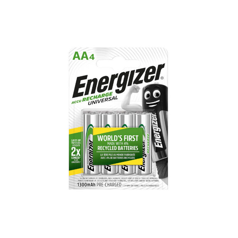 

Blister 4 pilas recargables universal potencia 1300 mah tipo hr6 - Energizer