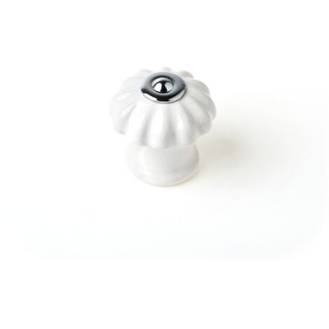 Blister 4 pomos redondos de porcelana blanco modelo e524 ø28mm