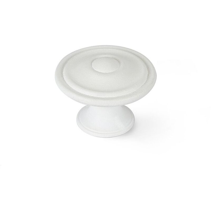 REI - Blister mit 4 runden Möbelknöpfen aus Zamak mit porenweißer Oberfläche, Mod. 3110, ø35 mm