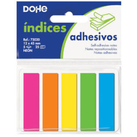 BLISTER 5 BLOCS DE 25 ÍNDICES EN 5 COLORES SURTIDOS NEON 12X45 DOHE 75020