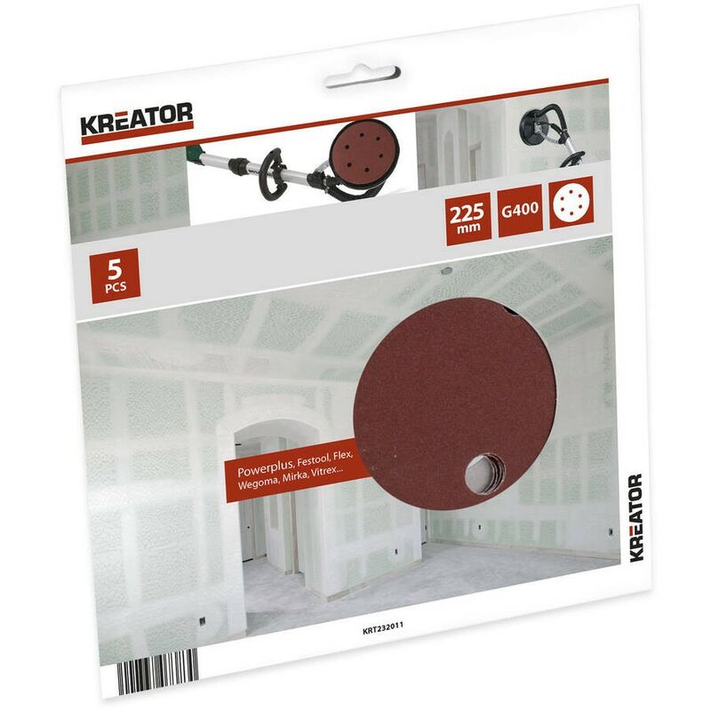 

KRT232011 Disco de lija excéntrico Ø225 G400 5 uds - Kreator